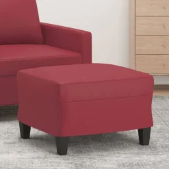 vidaXL Otomanas-Reposapiés de cuero sintético rojo tinto 60x50x41 cm