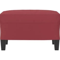 vidaXL Otomanas-Reposapiés de cuero sintético rojo tinto 60x50x41 cm