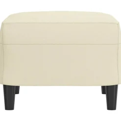 vidaXL Reposapiés de cuero sintético 60x50x41 cm Crema New