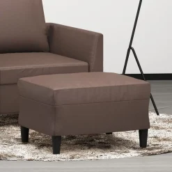 vidaXL Reposapiés de cuero sintético marrón 60x50x41 cm Marr&oacute;n Sale