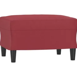 vidaXL Otomanas-Reposapiés de cuero sintético rojo tinto 60x50x41 cm