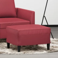 vidaXL Otomanas-Reposapiés de cuero sintético rojo tinto 60x50x41 cm