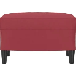 vidaXL Otomanas-Reposapiés de cuero sintético rojo tinto 60x50x41 cm