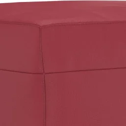 vidaXL Otomanas-Reposapiés de cuero sintético rojo tinto 60x50x41 cm