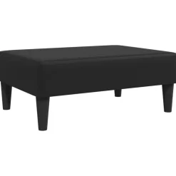 vidaXL Reposapiés de cuero sintético 77x55x31 cm Negro New
