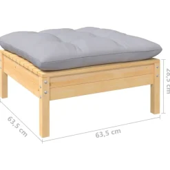 vidaXL Reposapiés de jardín con cojín madera maciza de pino gris Marr&oacute;n y gris Best