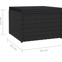 vidaXL Otomanas-Reposapiés de jardín con cojín ratán sintético