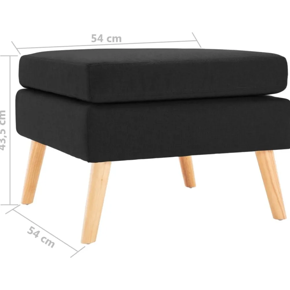 vidaXL Reposapiés de tela Negro Clearance
