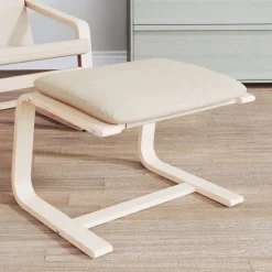 vidaXL Reposapiés de tela 51x41x40 cm Crema Sale