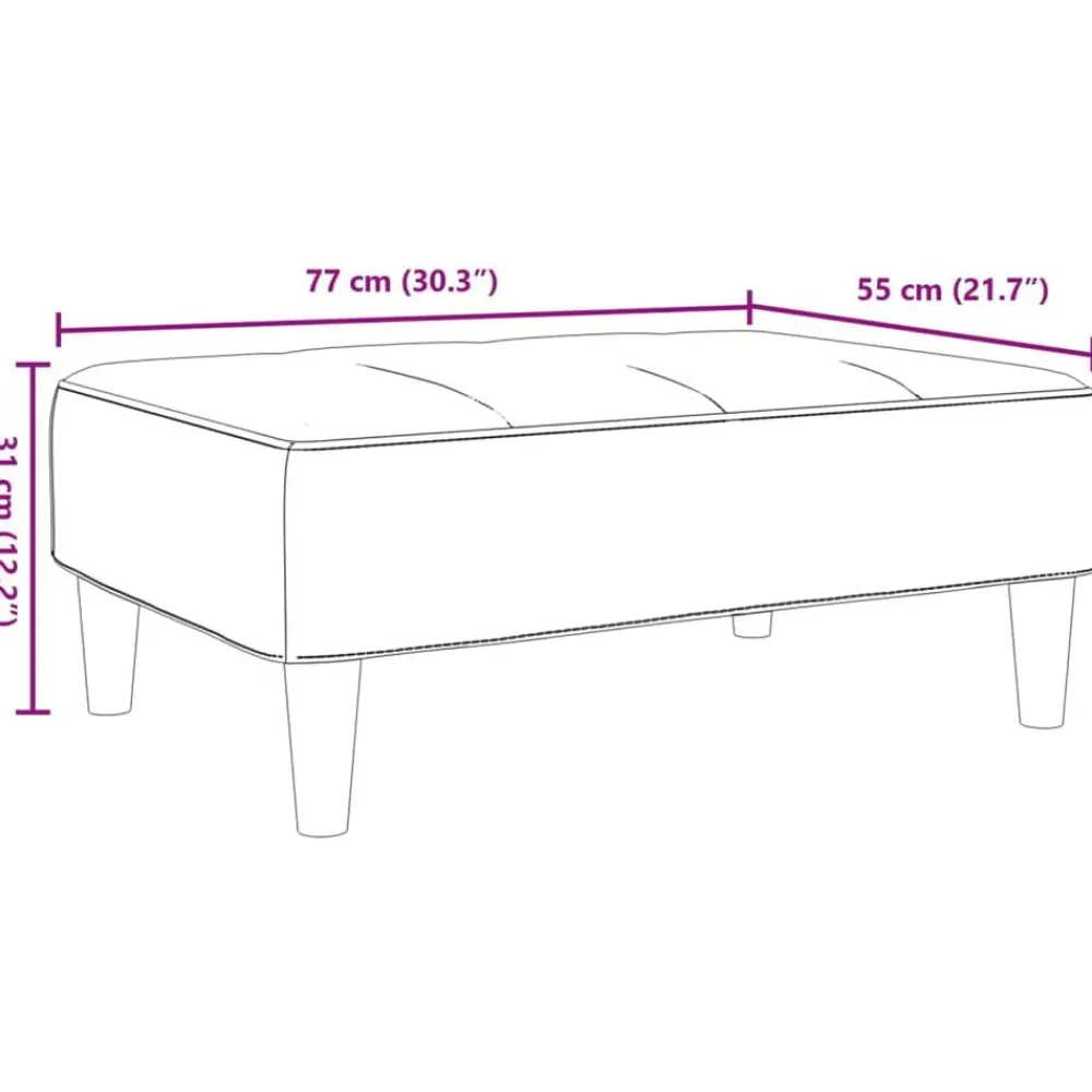 vidaXL Reposapiés de tela 77x55x31 cm Negro