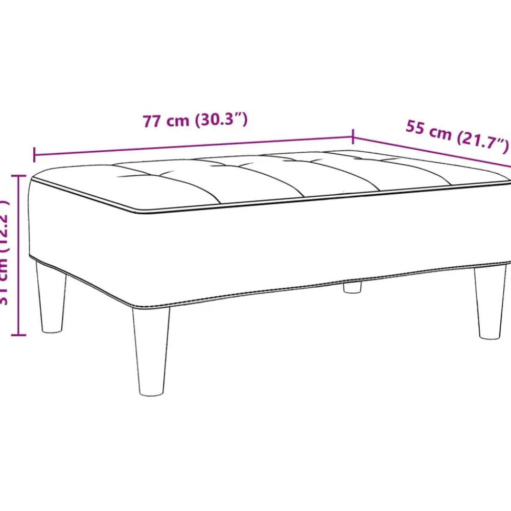 vidaXL Otomanas-Reposapiés de tela 77x55x31 cm