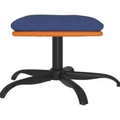 vidaXL Otomanas-Reposapiés de tela y cuero sintético azul 60x60x36 cm