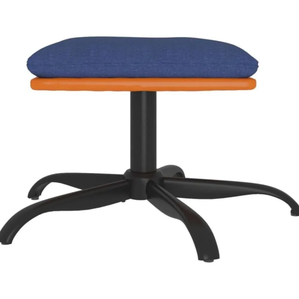 vidaXL Otomanas-Reposapiés de tela y cuero sintético azul 60x60x36 cm