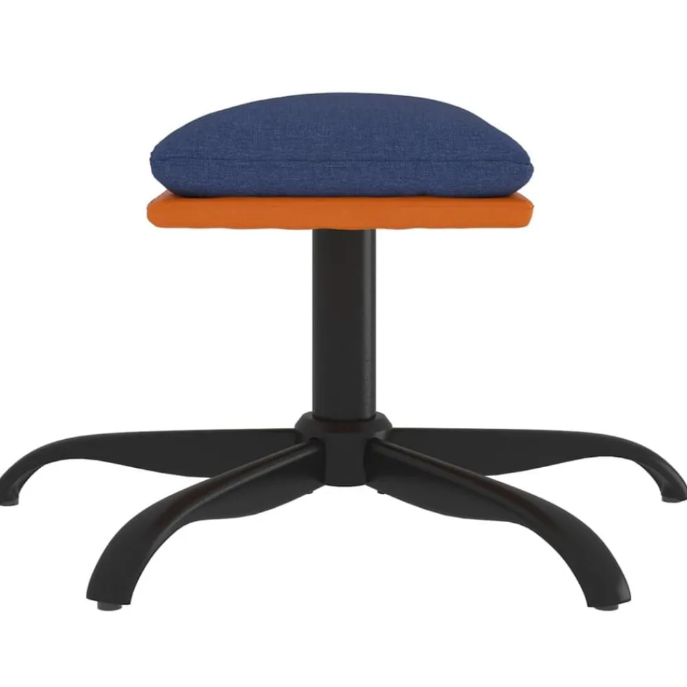 vidaXL Otomanas-Reposapiés de tela y cuero sintético azul 60x60x36 cm