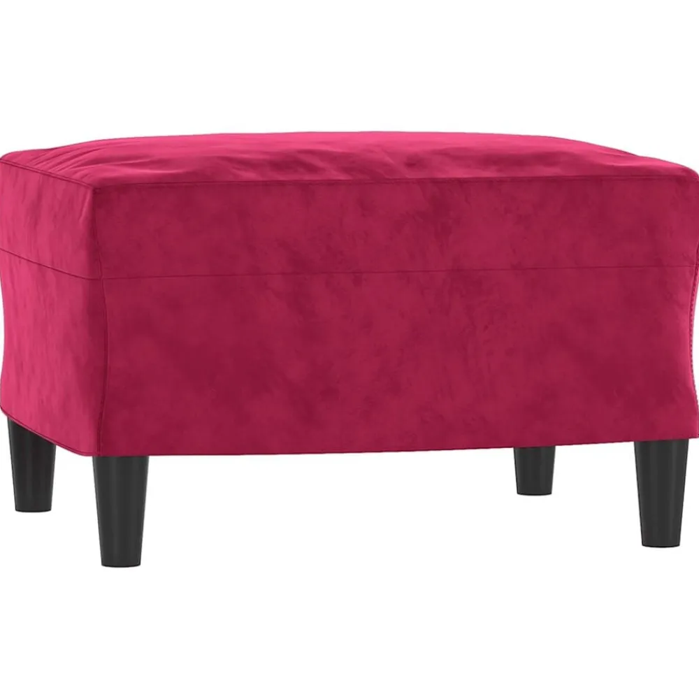 vidaXL Reposapiés de terciopelo rojo tinto 60x50x41 cm Rojo vino tinto Best