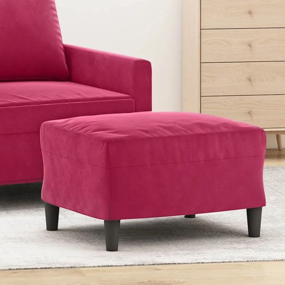 vidaXL Reposapiés de terciopelo rojo tinto 60x50x41 cm Rojo vino tinto Best