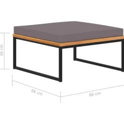 vidaXL Reposapiés y cojín madera maciza acacia gris oscuro 66x66x36 cm Hot