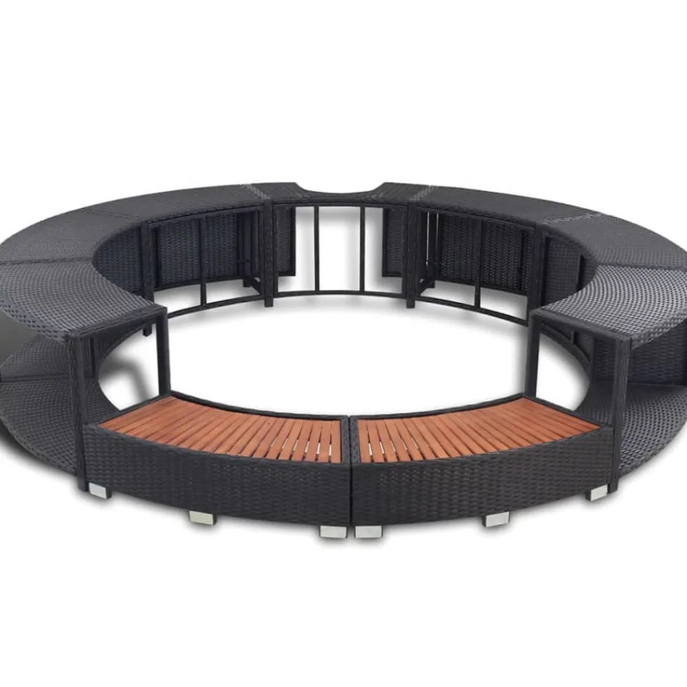vidaXL Piscina Y Spa-Revestimiento de bañera de hidromasaje de ratán sintético