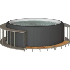 vidaXL Piscina Y Spa-Revestimiento de bañera de hidromasaje con almacenaje y escalón