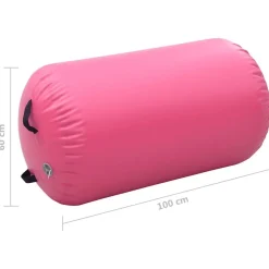 vidaXL Rollo hinchable de gimnasia con bomba PVC 100x60 cm Rosa Outlet