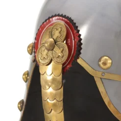 vidaXL Réplica de casco de soldado prusiano LARP acero plateado Hot