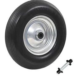 vidaXL Manipulación De Materiales-Rueda de carretilla con eje macizo PU 4.00-8 390 mm
