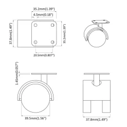 vidaXL Accesorios De Bricolaje-Rueda giratoria 2 pcs Negro 39,5 x 39,5 x 37,8 mm Hierro y PP