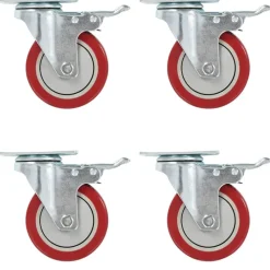 vidaXL Manipulación De Materiales-Ruedas giratorias con frenos dobles 4 unidades 100 mm