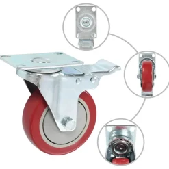 vidaXL Manipulación De Materiales-Ruedas giratorias con frenos dobles 4 unidades 100 mm