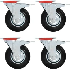 vidaXL Manipulación De Materiales-Ruedas giratorias con frenos dobles 4 unidades 125 mm