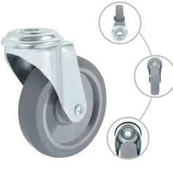 vidaXL Manipulación De Materiales-Ruedas giratorias con agujero pasador 4 unidades 100 mm
