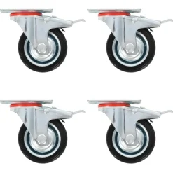 vidaXL Manipulación De Materiales-Ruedas giratorias con frenos dobles 4 unidades 75 mm
