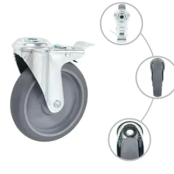 vidaXL Manipulación De Materiales-Ruedas giratorias con agujero pasador 4 unidades 125 mm