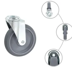 vidaXL Manipulación De Materiales-Ruedas giratorias con agujero pasador 4 unidades 125 mm