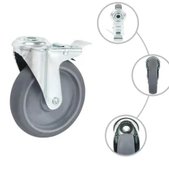 vidaXL Ruedas giratorias agujero pasador y frenos dobles 4 uds 125 mm Hot