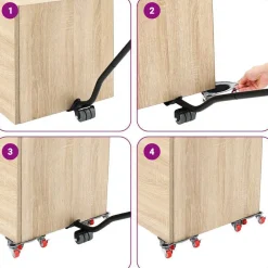 vidaXL Accesorios De Bricolaje-Ruedas para muebles (4 unidades, con elevador, 14,5 x 13,5 x 4 cm, acero, 400 kg)
