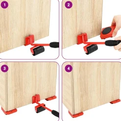 vidaXL Accesorios De Bricolaje-Ruedas para muebles (8 unidades, con elevadores), color rojo, 9,8 x 7,5 x 3 cm, 150 kg
