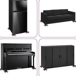 vidaXL Ruedas para muebles (4 unidades, con elevador), color negro, 13,5 x 13,5 x 4,2 cm, 300 kg Sale
