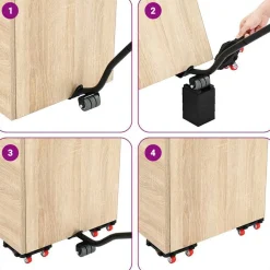 vidaXL Ruedas para muebles (4 unidades, con elevador), color negro, 13,5 x 13,5 x 4,2 cm, 300 kg Sale