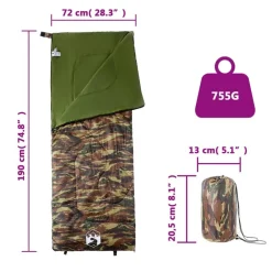 vidaXL Saco de dormir de camping para adultos 3 estaciones Camuflaje Sale