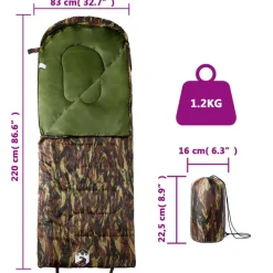 vidaXL Actividades Al Aire Libre-Saco de dormir de camping para adultos 3-4 estaciones