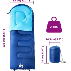 vidaXL Actividades Al Aire Libre-Saco de dormir de camping para adultos 3-4 estaciones