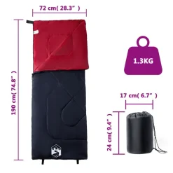 vidaXL Saco de dormir de camping para adultos 3 estaciones Negro y rojo Hot