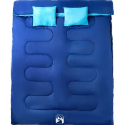 vidaXL Actividades Al Aire Libre-Saco de dormir doble y almohadas camping adultos 3-4 estaciones