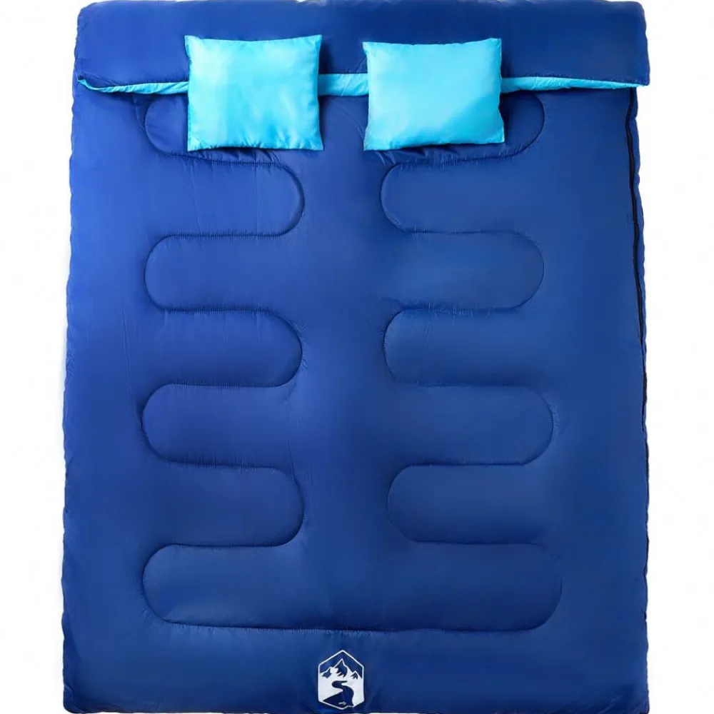 vidaXL Actividades Al Aire Libre-Saco de dormir doble y almohadas camping adultos 3-4 estaciones