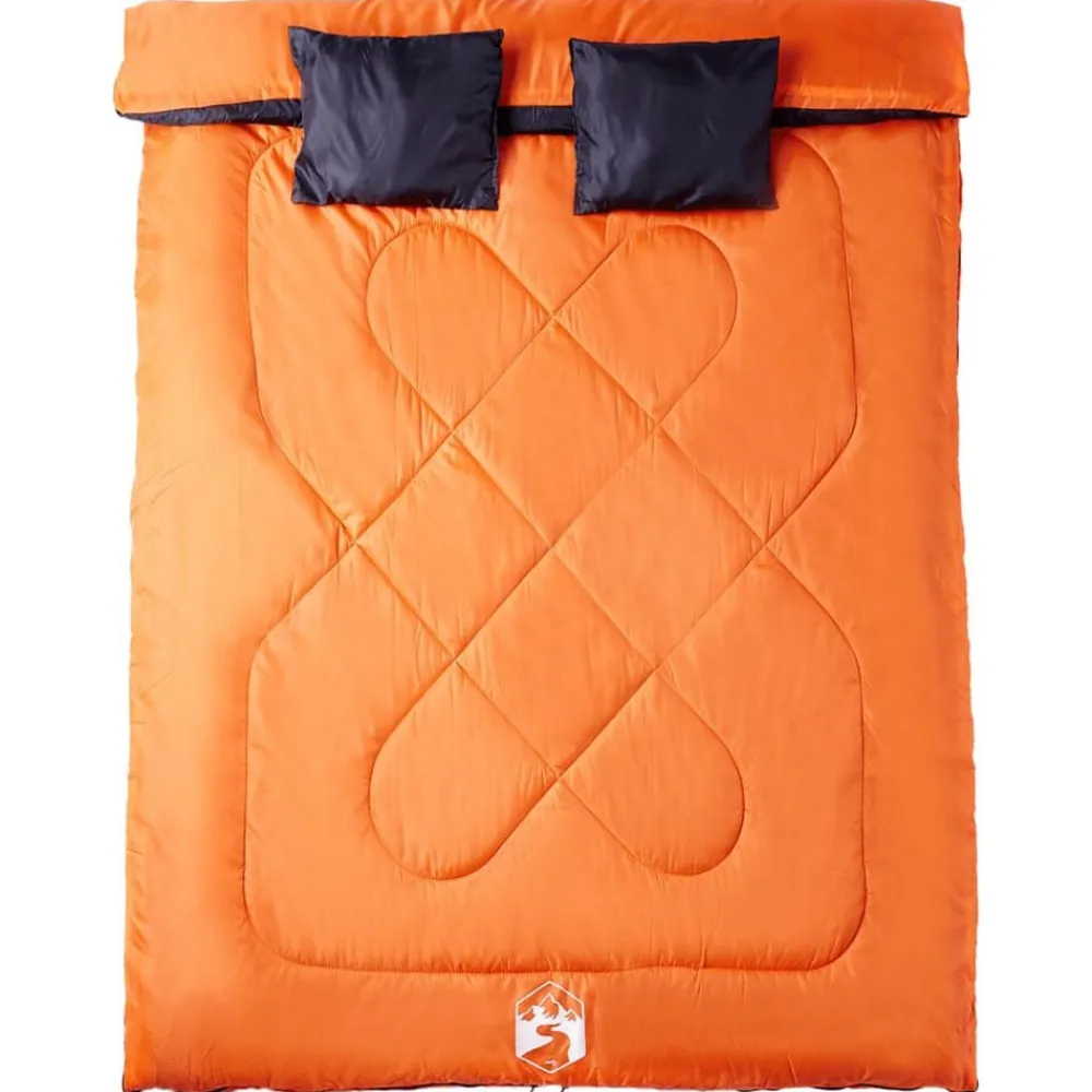 vidaXL Actividades Al Aire Libre-Saco de dormir doble y almohadas camping adultos 3-4 estaciones