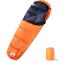 vidaXL Saco de dormir tipo momia de camping para adultos 3 estaciones Naranja y negro