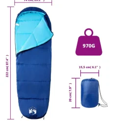 vidaXL Actividades Al Aire Libre-Saco de dormir tipo momia de camping para adultos 3 estaciones