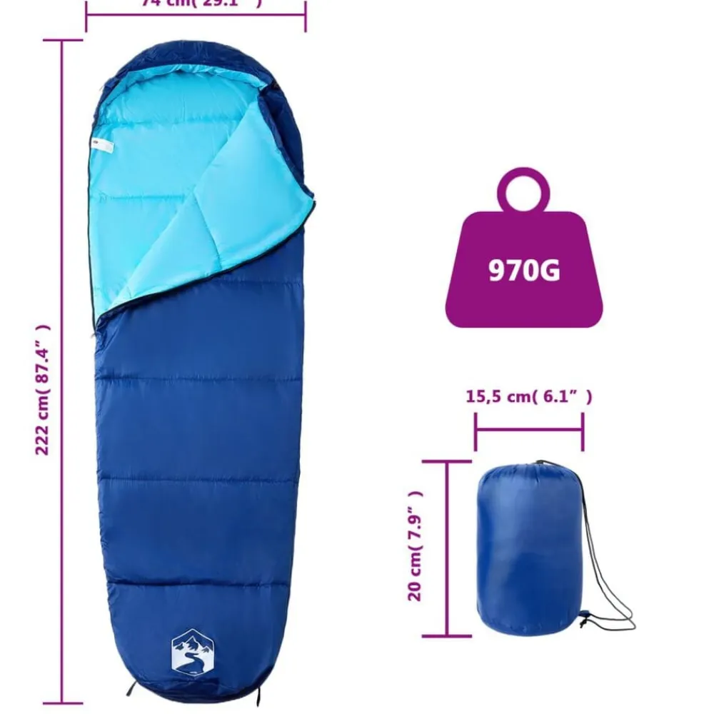 vidaXL Actividades Al Aire Libre-Saco de dormir tipo momia de camping para adultos 3 estaciones
