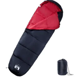 vidaXL Saco de dormir tipo momia de camping para adultos 3 estaciones Negro y rojo Outlet